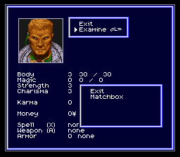 Shadowrun SNES examine Matchbox.png