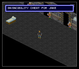 Shadowrun SNES debug room Dog Food invincibility enabled.png