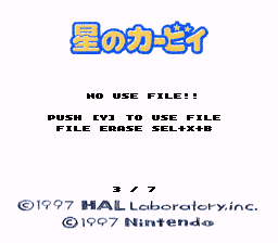 NO USE FILE!! Push [Y] to use file. File erase SEL+X+B