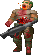 The zombieman has been shot in the chest, exposing a transparent pixel.