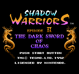 Shadow Warriors II - Ninja Gaiden II (Europe) title.png