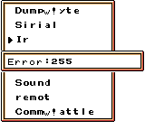 Robopon GBC Debug Menu IR Error.png