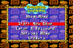 Supersponge GBA Final Main Menu.png