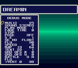 Aretha SNES Debug Menu.png