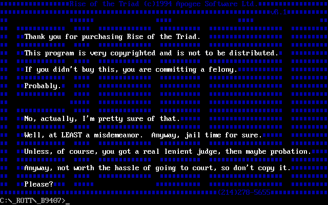 RiseoftheTriad-DOS-Beta9407 EndScreen.png