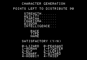 Mockup screenshot of character creation