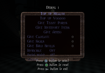 Shadow Man 2 - Debugmenu1.png