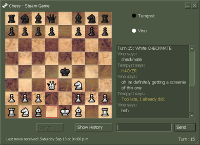 A screenshot of the Chess minigame.