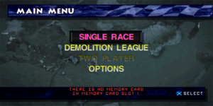 Demolition Racer PS1 EU main menu.png