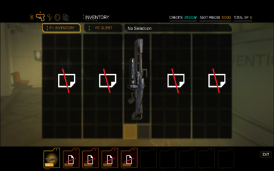The "rifles" in the inventory, alongside an actual Heavy Rifle.