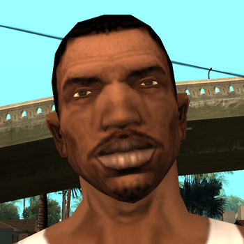 "head8bit" texture onto final CJ's head model, edited to it barely matches as properly as possible