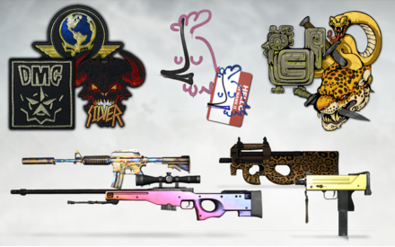 The promotional artwork for Operation Broken fang depicting the M4A1-S Case hardened (above the AWP Fade skin).