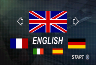 Lanugage select screen in the European release